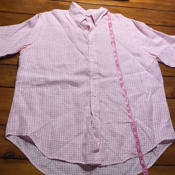 Ralph Lauren Pink & White Checked Linen Classic Fit Shirt Size Large - Picture 10 of 10